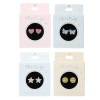 Depesche 13914.024 Glitzer Stecker-Ohrringe in Silber und Rosa, mit Herz Motiv und Glitzersteinen, als kleines Geschenk