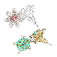 Depesche 13914.024 Glitzer Stecker-Ohrringe in Silber und Rosa, mit Herz Motiv und Glitzersteinen, als kleines Geschenk