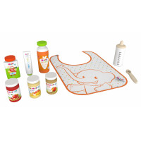 tanner DER KLEINE KAUFMANN TANNER Deco - HIPP Baby Set aus Holz, mit verschiedenen Produkten, Zubehör für Kaufmannsladen, lebensmittelechtes Design, 0999.6