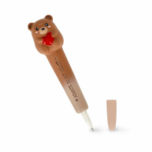 Legami - Squeezies Anti-Stress Gel Pen, Teddy Bear Motif, Schreibwaren zum Schreiben, Entspannen und Konzentrieren, superweich, schwarze Tinte, Spitzen¬durchmesser 0.5 mm