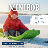 KHW Minibob | Iceblue | schneller Kinderschlitten aus Kunststoff | mit Brems- & Lenkfunktion | Made in Germany | TÜV-geprüft | 80×40×20 cm