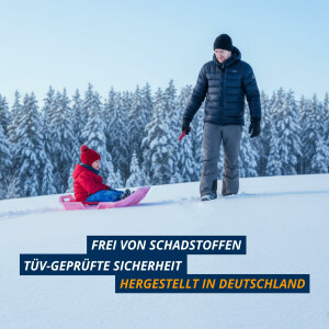 KHW Minibob | rosa | schneller Kinderschlitten aus Kunststoff | mit Brems- & Lenkfunktion | Made in Germany | TÜV-geprüft | 80×40×20 cm