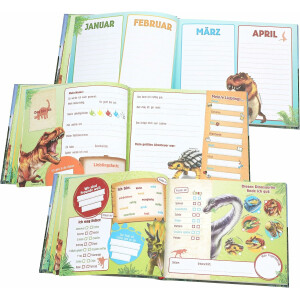Depesche 13940 Dino World - Freundebuch mit Dinosaurier Motiv, Freundschaftsbuch mit 108 Seiten zum Eintragen und Verzieren