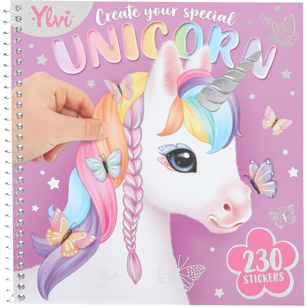 Depesche 13750 Ylvi Create Your Special Unicorn - Dress Me Up Stickerbuch mit 24 Seiten Einhorn Motiven zum Verzieren, inkl. 11 Seiten Accessoire-Sticker