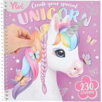 Depesche 13750 Ylvi Create Your Special Unicorn - Dress Me Up Stickerbuch mit 24 Seiten Einhorn Motiven zum Verzieren, inkl. 11 Seiten Accessoire-Sticker