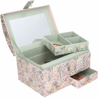 Depesche 13579 TOPModel Summer Feeling - Großes Schmuckkästchen in Rosa, mit Model Motiv und floralen Details, Schmuckbox mit Code, Sound und Spiegel