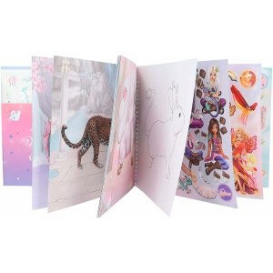 Depesche 12072 TOPModel Iceworld Create your Fantasy Friend - Mal- und Stickerbuch mit 24 Seiten zum Gestalten fantastischer Wesen, Malheft mit Stickerbogen und Spiralbindung