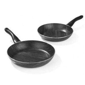 BRATmaxx | Pfannen-Set Marmor-Optik | alle Herdarten inkl. Induktion | spülmaschinengeeignet | Qualität Made in Italy