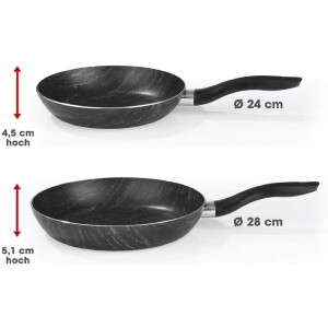 BRATmaxx | Pfannen-Set Marmor-Optik | alle Herdarten inkl. Induktion | spülmaschinengeeignet | Qualität Made in Italy