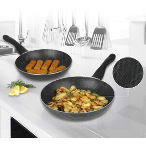 BRATmaxx | Pfannen-Set Marmor-Optik | alle Herdarten inkl. Induktion | spülmaschinengeeignet | Qualität Made in Italy