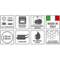 BRATmaxx | Pfannen-Set Marmor-Optik | alle Herdarten inkl. Induktion | spülmaschinengeeignet | Qualität Made in Italy