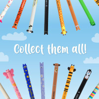 Legami - Set mit 4 Gel-Radierstiften, Motive Dino, Teddybär, Panda, Lama, Kugel am Ende zum Entfernen der Tinte, Schwarz, Blau, Grün, Rot, Temperaturempfindlich, Spitzendurchmesser 0,7 mm