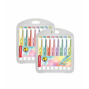 STABILO swing cool Pastel | 16er Pack Textmarker | Pastell Highlighter mit Clip | rutschfeste Oberfläche | Keilspitze 1-4 mm | ideal für Schule, Studium & Büro