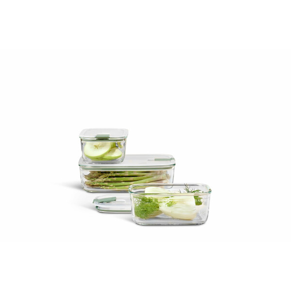Mepal - Glasbehälter mit deckel Set EasyClip - Meal prep boxen - Geeignet für Mikrowelle, Dampfgarer, Ofen und Gefrierschrank - Luftdicht - Mikrowellengeschirr - 2x 700 plus 1500 ml - Nordic sage
