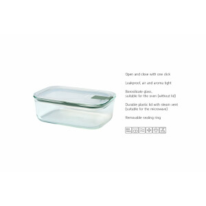Mepal - Glasbehälter mit deckel Set EasyClip - Meal prep boxen - Geeignet für Mikrowelle, Dampfgarer, Ofen und Gefrierschrank - Luftdicht - Mikrowellengeschirr - 2x 700 plus 1500 ml - Nordic sage