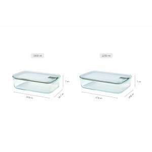 Mepal - Glasbehälter mit deckel Set EasyClip - Meal prep boxen - Geeignet für Mikrowelle, Dampfgarer, Ofen und Gefrierschrank - Luftdicht - Mikrowellengeschirr - 2x 700 plus 1500 ml - Nordic sage