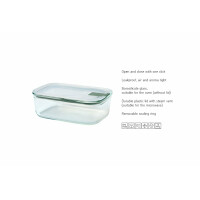 Mepal - Glasbehälter mit deckel Set EasyClip - Meal prep boxen - Geeignet für Mikrowelle, Dampfgarer, Ofen und Gefrierschrank - Luftdicht - Mikrowellengeschirr - 2x 700 plus 1500 ml - Nordic sage