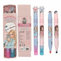 Depesche TOPModel Textmarker & Stempelroller Set | 2-in-1 Highlighter mit Motivstempel | doppelseitig mit Neonmarker | kreatives Schreibzubehör für Schule & Tagebuch