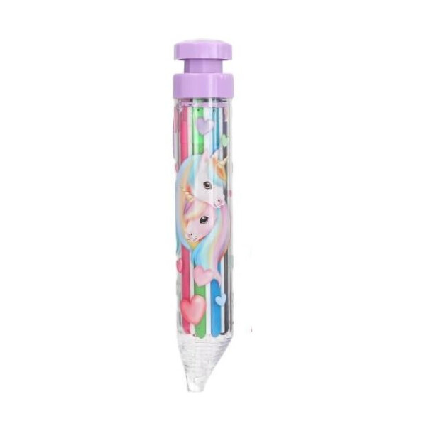 Depesche Ylvi 8-Farb Dreh Buntstift | Mehrfarbiger Kugelschreiber mit 8 Farben | Einhorn Design | 1 Stück farblich sortiert | kreatives Schreibzubehör für Schule
