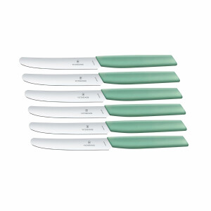 Victorinox Swiss Modern 6er Set Frühstücksmesser | mintgrün | rostfreier Edelstahl | Polypropylen Griff | scharf & spülmaschinenfest | ideales Tafelmesser für Butter, Marmelade, Käse & Brot