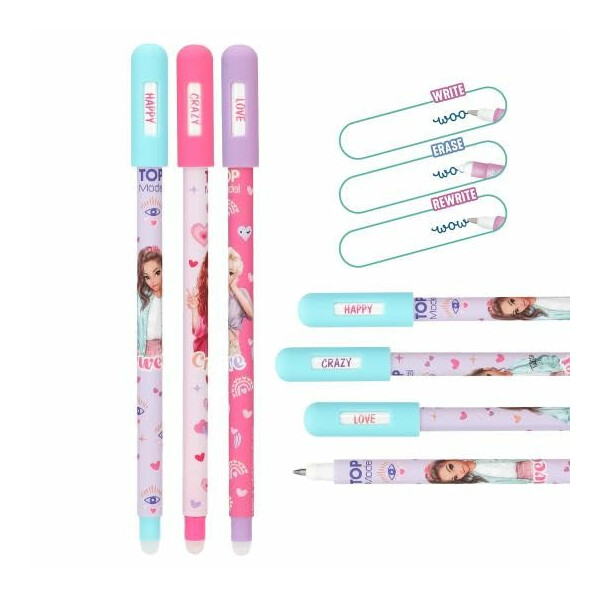 Depesche TOPModel Radierbarer Gelstift | löschbarer Tintenstift mit Radierer | 0,7 mm Spitze | Write-Erase-Rewrite Funktion | farblich sortiert 1 Stück