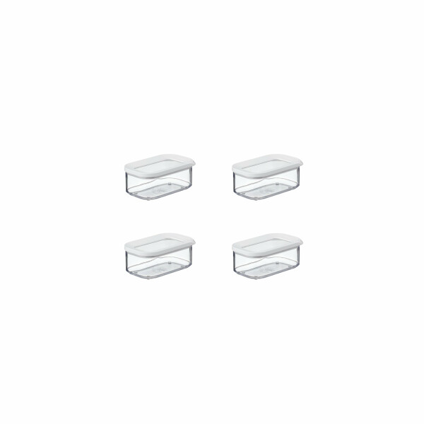 Mepal - Vorratsbehälter Modula 4-teiliges Set - Aufbewahrungsboxen mit Deckel - Küchenorganizer & Vorratsboxen - Stapelbar & Luftdicht - 4x 425 ml - White