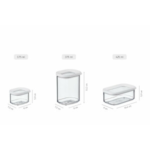 Mepal - Vorratsbehälter Modula 4-teiliges Set - Aufbewahrungsboxen mit Deckel - Küchenorganizer & Vorratsboxen - Stapelbar & Luftdicht - 4x 175 ml - White