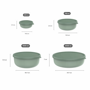 Mepal - Mikrowellengeschir set 4 teilig Lumina - Frischhaltedosen mit Deckel für Kühlschrank, Gefrierschrank, Dampfgarer & Mikrowelle - - Aufbewahrungsbox - 4.5 l - Nordic sage