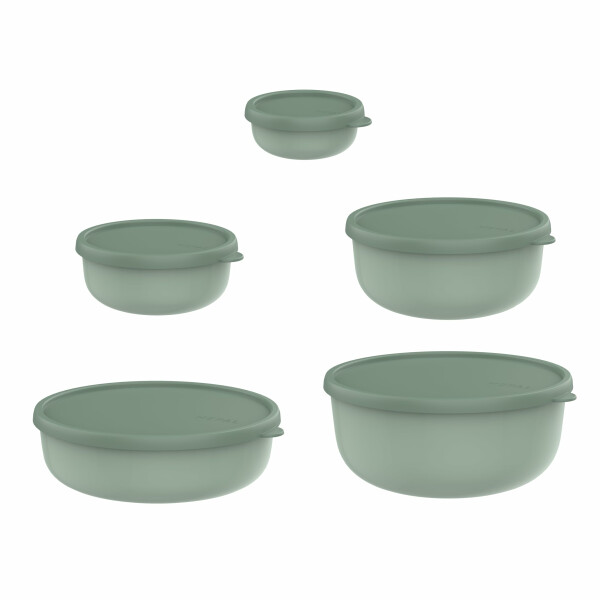 Mepal - Mikrowellengeschir set 5 teilig Lumina - Frischhaltedosen mit Deckel für Kühlschrank, Gefrierschrank, Dampfgarer & Mikrowelle - - Aufbewahrungsbox - 7.5 l - Nordic sage