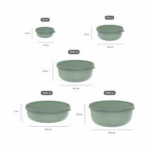 Mepal - Mikrowellengeschir set 5 teilig Lumina - Frischhaltedosen mit Deckel für Kühlschrank, Gefrierschrank, Dampfgarer & Mikrowelle - - Aufbewahrungsbox - 7.5 l - Nordic sage