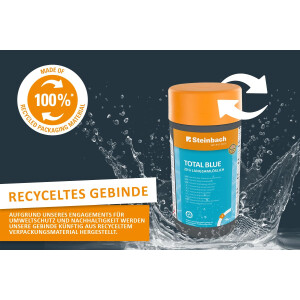 Steinbach Poolpflege Total Blue - 0752301TV08-8X 1kg - 20g Multifunktionstabletten - Langsamlöslich & pH-neutral - Gegen Pilze, Viren & organische Trübstoffe - Aquamarin für kristallklares Wasser