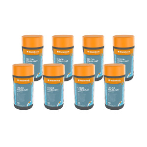 Steinbach Poolpflege Chlorstabilisator - 0755601TV08-8X 1 kg - Verhindert Chlorabbau durch UV-Strahlung & Hitze - Für geringeren Chlorverbrauch & weniger Chlorgeruch - Langanhaltende Wirkung