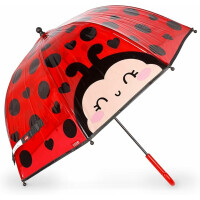Legami - Regenschirm für Kinder, Dancin in The Rain, Thema Ladybug, winddichtes Gestell, manuelles Öffnen, Stoffverschluss mit Namensfeld, Hakengriff, 73 x 65 cm