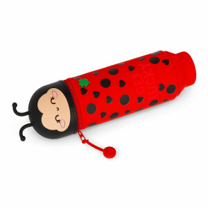 Legami - Kawaii 2-in-1 Federmäppchen aus weichem Silikon, Motiv Ladybug, Stiftehalter für den Tisch, Reißverschluss, Stifte Buntstifte, Filzstifte, H 21,7 cm