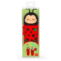 Legami - Kawaii 2-in-1 Federmäppchen aus weichem Silikon, Motiv Ladybug, Stiftehalter für den Tisch, Reißverschluss, Stifte Buntstifte, Filzstifte, H 21,7 cm