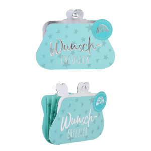 Depesche WUNSCHERFÜLLER Geschenk-Portemonnaie | Mini Geldbörse als kreative Geldgeschenk Verpackung | mit Magnetverschluss & Innenkärtchen | 1 Stück, Design zufällig | Retro Look
