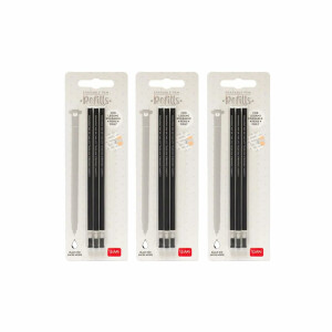 Legami - Gelschreibermine radierbar, Set 9 Stück, Höhe 13 cm, Thermosensible Tinte, Schwarz, Spitze 0,7 mm (3er Set Schwarz)