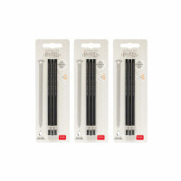 Legami - Gelschreibermine radierbar, Set 9 Stück, Höhe 13 cm, Thermosensible Tinte, Schwarz, Spitze 0,7 mm (3er Set Schwarz)
