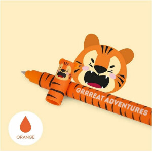 LEGAMI Set mit 7 radierbaren Gelstiften + 2-in-1-Federmäppchen - mit thermoempfindlicher Löschtinte, Tintenfarben und Schaftdesigns, 0,7 mm Spitze, Set 2 (Panda)