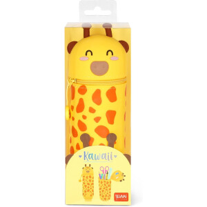 LEGAMI Set mit 7 radierbaren Gelstiften + 2-in-1-Federmäppchen - mit thermoempfindlicher Löschtinte, Tintenfarben und Schaftdesigns, 0,7 mm Spitze, Set 2 (Giraffe)