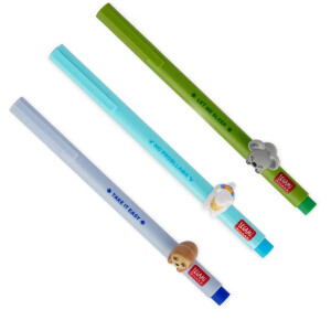 LEGAMI - Gelstift - Lovely Friends, dekoratives Tier, abnehmbar und neu kombinierbar, verhindert Rollen, feine 0,5 mm-Spitze, 3er Set Faultier Lama und Koala (3er Set FLUFFY)