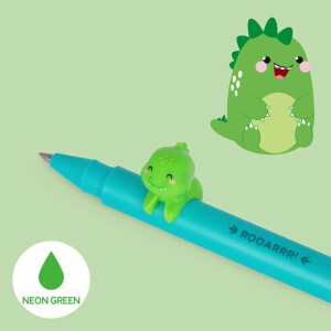 LEGAMI - Gelstift - Lovely Friends, dekoratives Tier, abnehmbar und neu kombinierbar, verhindert Rollen, feine 0,5 mm-Spitze, 3er Set DINO, TIGER und TEDDY (WILD)