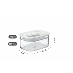 Mepal - Kühlschrankdose Modula - Kühlschrank Vorratsdose mit Deckel - Geeignet zur Aufbewahrung von Fleischprodukten und Käse - Aufbewahrung & Kühlschrankorganizer - 550 + 2000 ml - Black