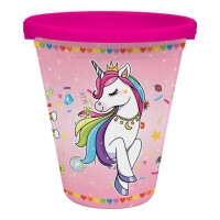 NEUSTANLO | Einhorn Eimer 23 cm | Unicorn Sandeimer mit Henkel | Stabiler Spieleimer für Strand Sandkasten & Garten | buntes Design
