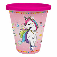 NEUSTANLO | Einhorn Eimer 23 cm | Unicorn Sandeimer mit Henkel | Stabiler Spieleimer für Strand Sandkasten & Garten | buntes Design