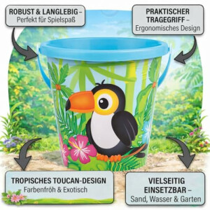 NEUSTANLO | Ducan Eimer 16cm | Unicorn Sandeimer mit Henkel | Stabiler Spieleimer für Strand Sandkasten & Garten | buntes Design