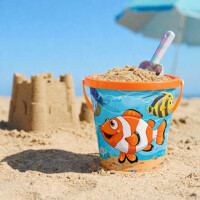 NEUSTANLO | Fisch Eimer 19cm | Unicorn Sandeimer mit Henkel | Stabiler Spieleimer für Strand Sandkasten & Garten | buntes Design | 1 Stück