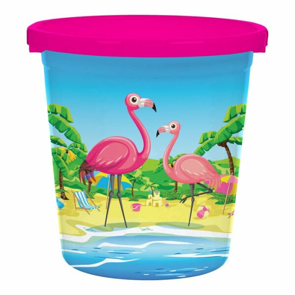 NEUSTANLO | Flamingo Eimer 17cm | Sandeimer mit Henkel | Stabiler Spieleimer für Strand Sandkasten & Garten | buntes Design
