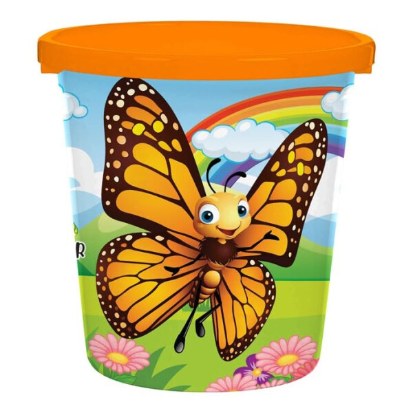 NEUSTANLO | Schmetterling & Marienkäfer 21 cm | Sandeimer mit Henkel | Stabiler Spieleimer für Strand Sandkasten & Garten | buntes Design