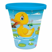 NEUSTANLO | Enten Eimer 23 cm | Sandeimer mit Henkel | Stabiler Spieleimer für Strand Sandkasten & Garten | buntes Design